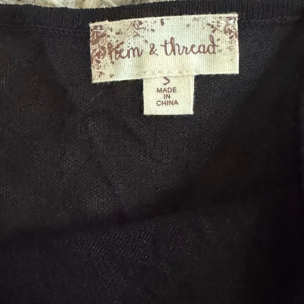 Hem & Thread Black Open-Weave Knit Top with Cami - Picture 6 of 10